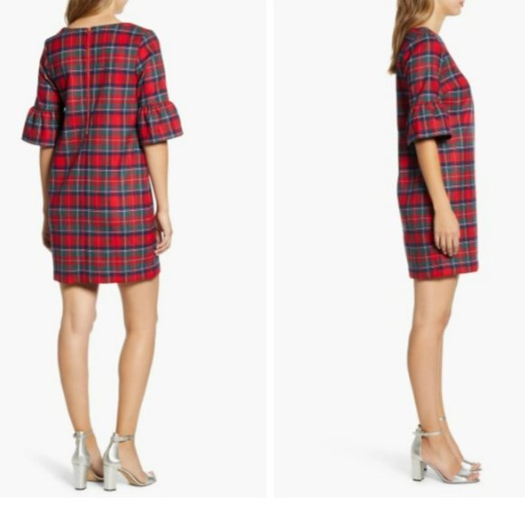 Vineyard Vines Greenwich Plaid Shift Dress In Red Velvet Sz 8 - Picture 4 of 17